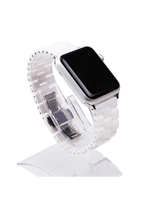 E2M KRD08 Apple Watch 38 - 40 mm Seramik Akıllı Saat Kordonu Beyaz