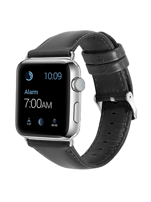E2M KRD10 Apple Watch 38 - 40 mm Deri Akıllı Saat Kordonu Siyah