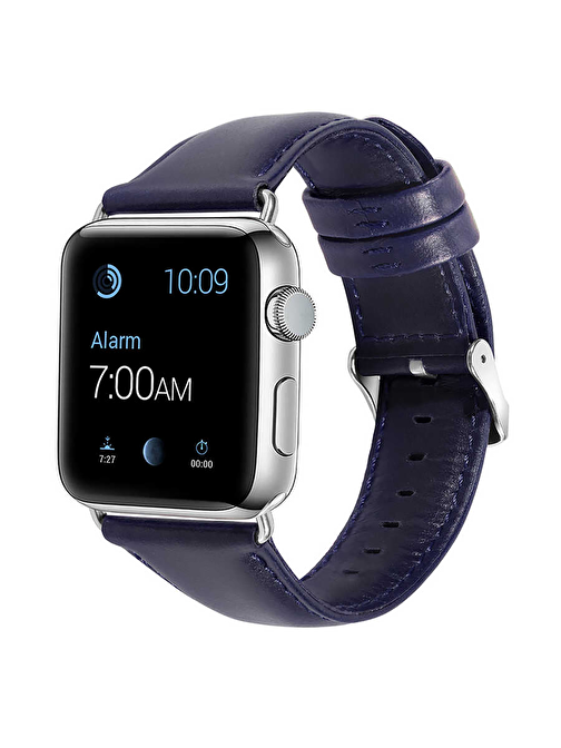 E2M KRD10 Apple Watch 38 - 40 mm Deri Akıllı Saat Kordonu Lacivert