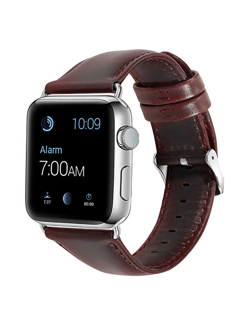 E2M KRD10 Apple Watch 38 - 40 mm Deri Akıllı Saat Kordonu Bordo