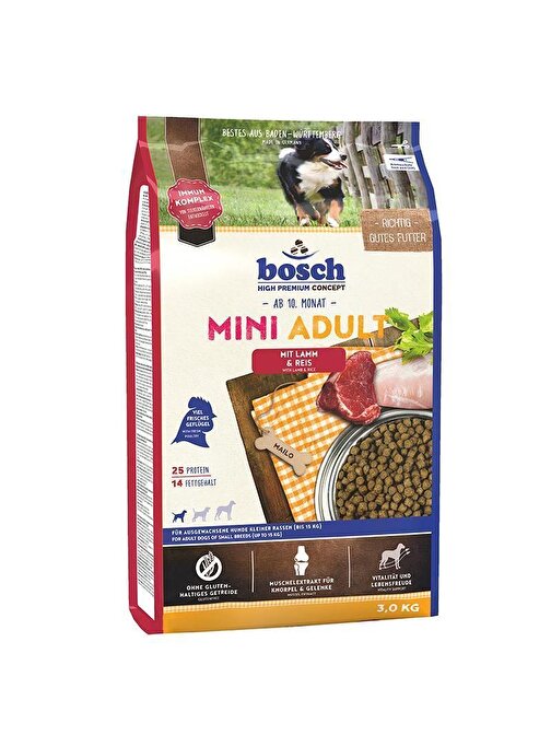 Bosch Mini Adult Lamb Kuzu Etli Küçük Irk Tahılsız Köpek Maması 3 Kg