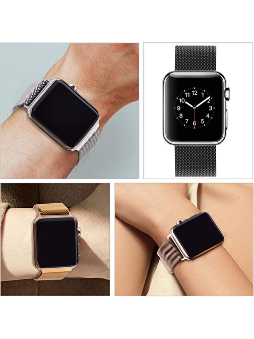 E2M KRD01 Apple Watch 38 - 40 mm Metal Hasır Akıllı Saat Kordonu Turkuaz