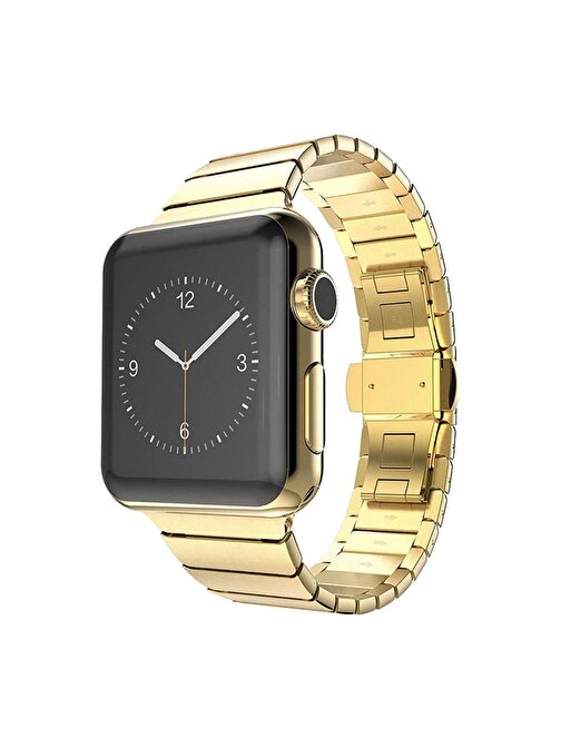 E2M Apple Watch 42 - 44 mm KRD09 Klasik Metal Akıllı Saat Kordonu Gold