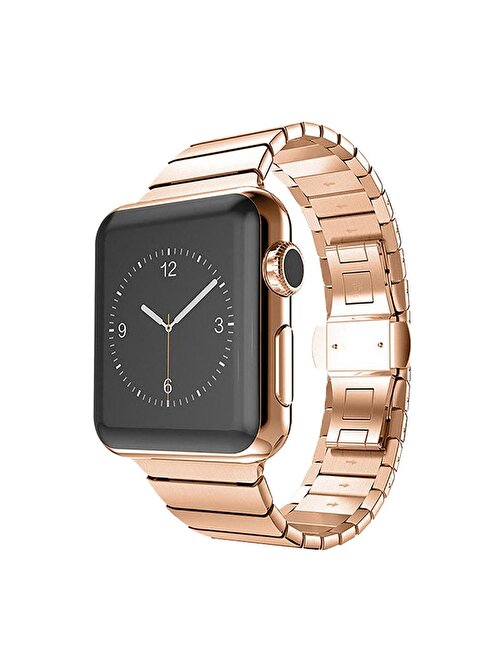 E2M Apple Watch 42 - 44 mm KRD09 Klasik Metal Akıllı Saat Kordonu Rose Gold