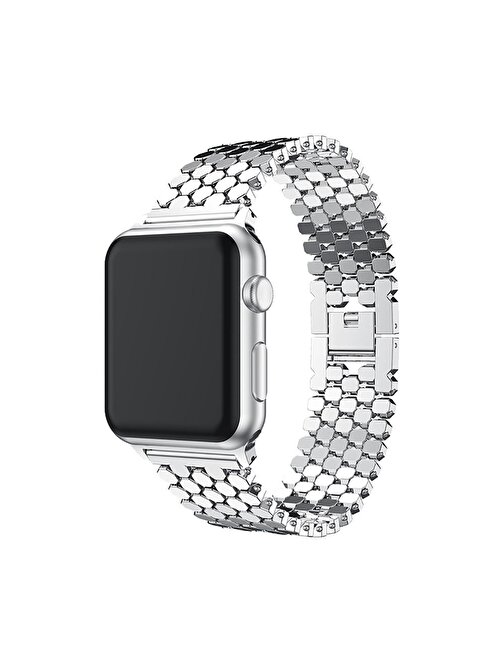 E2M KRD16 Apple Watch 42 - 44 mm Metal Akıllı Saat Kordonu Gümüş