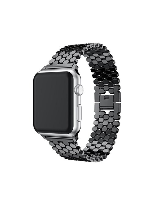 E2M KRD16 Apple Watch 42 - 44 mm Metal Akıllı Saat Kordonu Siyah