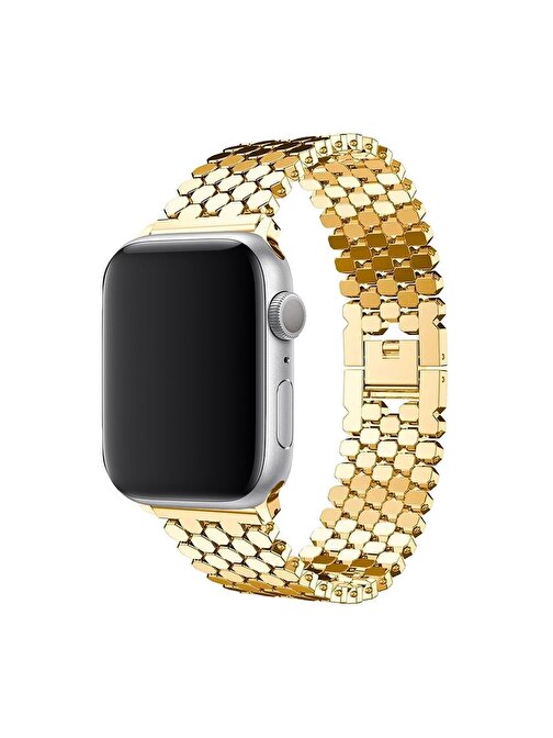 E2M KRD16 Apple Watch 42 - 44 mm Metal Akıllı Saat Kordonu Gold
