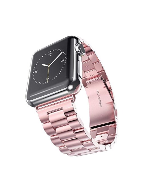 E2M KRD05 Apple Watch 38 - 40 mm Klasik Metal Akıllı Saat Kordonu Pembe