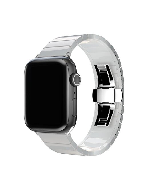 E2M KRD17 Apple Watch 42 - 44 mm Seramik Akıllı Saat Kordonu Beyaz