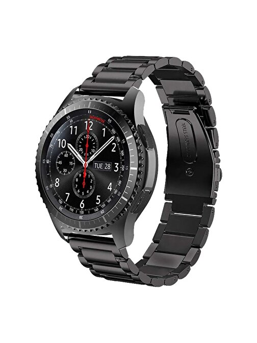 E2M Huawei Watch 20 mm KRD05 Klasik Metal Akıllı Saat Kordonu Siyah
