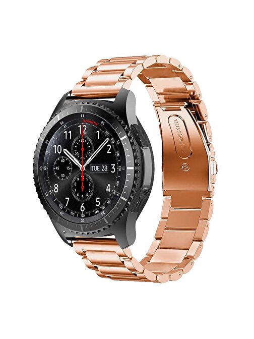 E2M Samsung Galaxy Watch 22 mm KRD05 Klasik Metal Akıllı Saat Kordonu Rose Gold