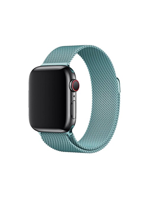 E2M KRD01 Apple Watch 42 - 44 - 45 - 49 mm Metal Hasır Akıllı Saat Kordonu Açık Mavi