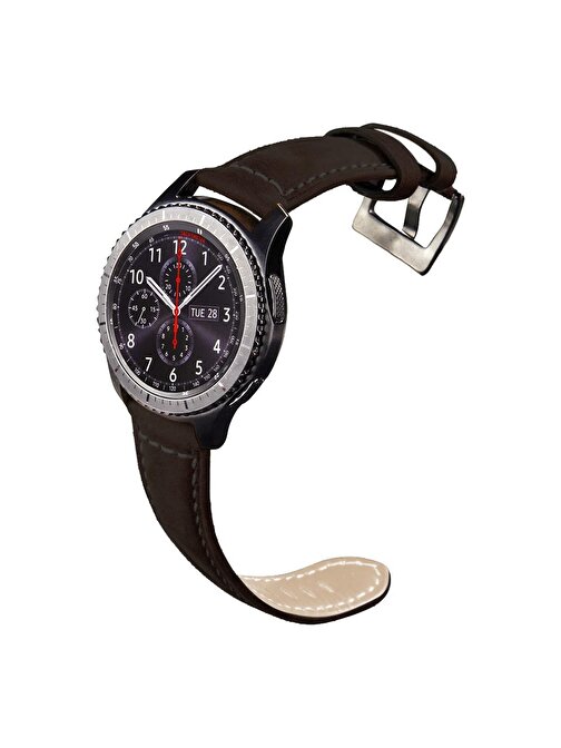 E2M Samsung Galaxy Watch 22 mm KRD21 Süet Akıllı Saat Kordonu Kahverengi