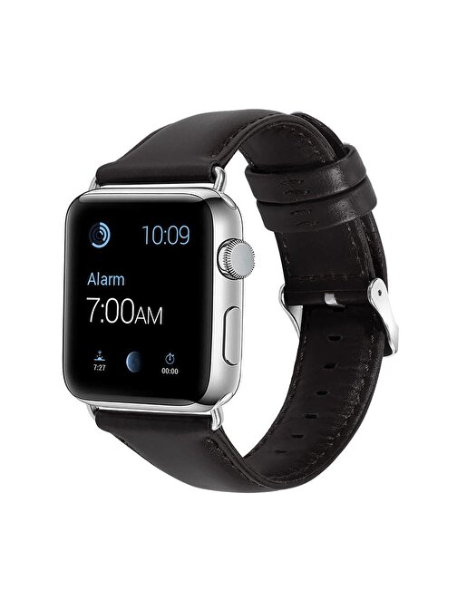 E2M KRD10 Apple Watch 38 - 40 mm Deri Akıllı Saat Kordonu Acı Kahve