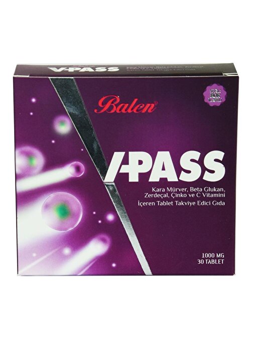 Balen V-Pass Tablet Kara Mürverli Zerdeçallı Çinko C Vitamini 30