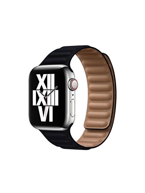 E2M KRD14 Apple Watch 38 - 40 mm Deri Akıllı Saat Kordonu Lacivert