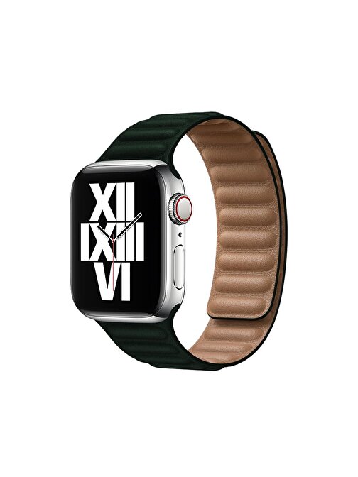 E2M KRD14 Apple Watch 38 - 40 mm Deri Akıllı Saat Kordonu Yeşil