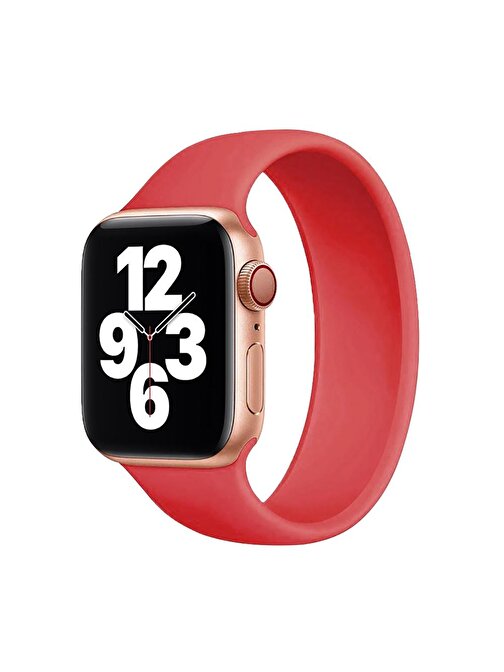E2M KRD18 Apple Watch 42 - 44 mm Silikon Akıllı Saat Kordonu Small Kırmızı