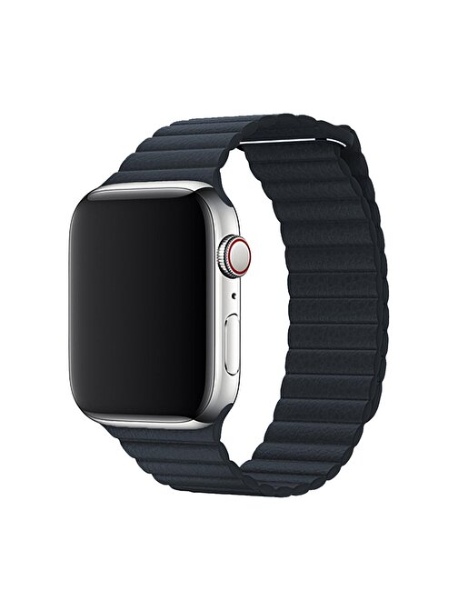 E2M KRD06 Apple Watch 38 - 40 mm Derı Bükme Akıllı Saat Kordonu Gri