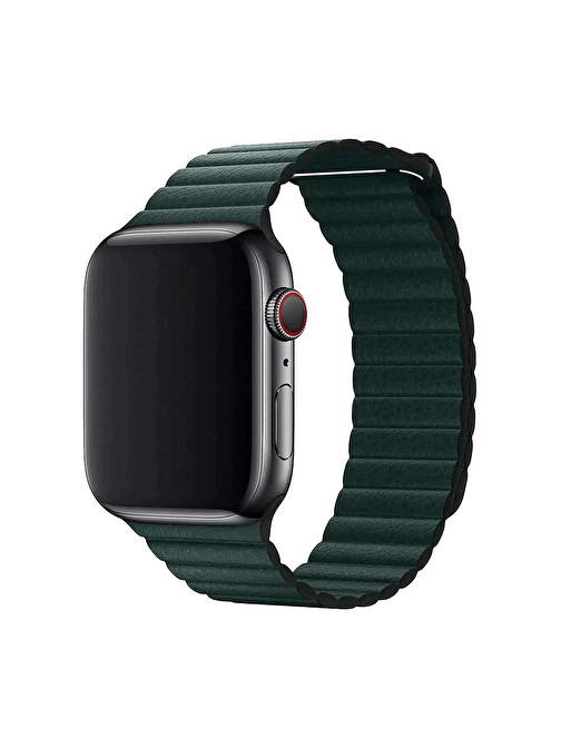 E2M KRD06 Apple Watch 38 - 40 mm Derı Bükme Akıllı Saat Kordonu Yeşil