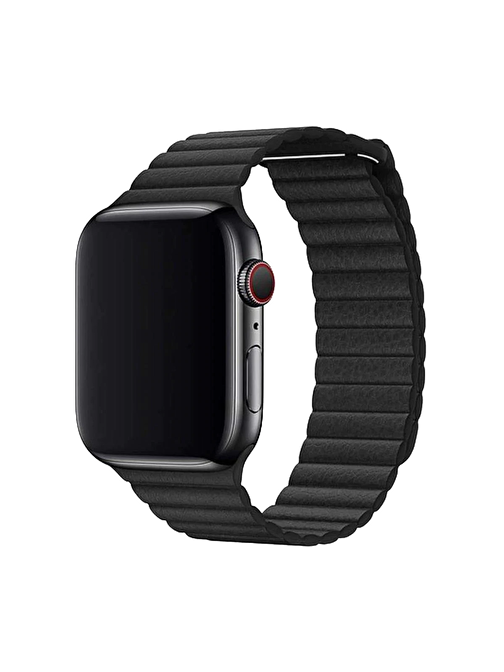 E2M KRD06 Apple Watch 38 - 40 mm Deri Bükme Akıllı Saat Kordonu Siyah
