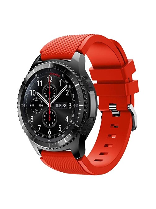 E2M Samsung Galaxy Watch 20 mm KRD12 Frontier Silikon Akıllı Saat Kordonu Kırmızı