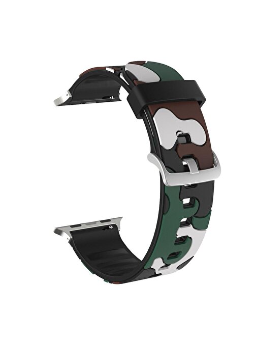 E2M Apple Watch 38 - 40 mm KRD24 Kamuflaj Akıllı Saat Kordonu Yeşil