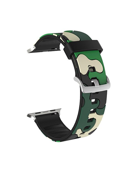 E2M Apple Watch 42 - 44 mm KRD24 Kamuflaj Akıllı Saat Kordonu Yeşil