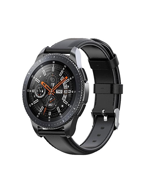 E2M Huawei Watch 42 mm 20 mm KRD10 Deri Akıllı Saat Kordonu Siyah