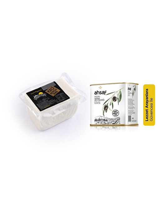 Ahsaf Kahvaltının Keyfi Paketi (Gündoğdu Keçi Koyun İnek Peyniri 650Gr + Ahsaf Soğuk Sıkım Zeytinyağı 500 Ml)
