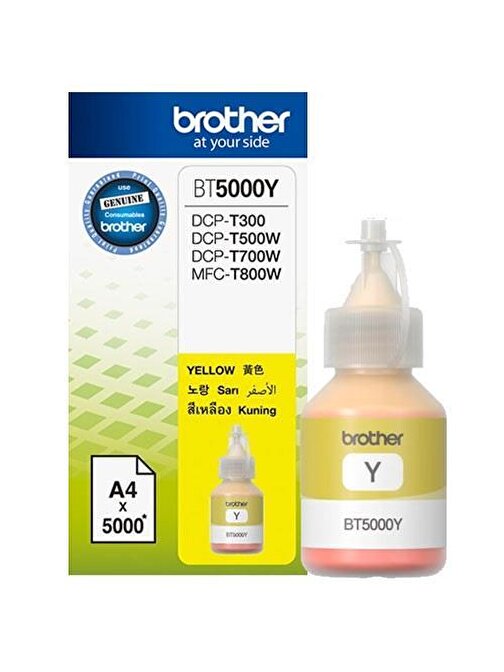 Brother Bt5000Y Dcp - T300 - 310 - 500 - 510 - 700 - 710 Mfc-T800-810 Orijinal Sarı Şişe Mürekkep 5.000 Sayfa