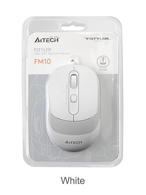 A4 Tech FM10 1600 DPI Kablolu Beyaz Optik Mouse