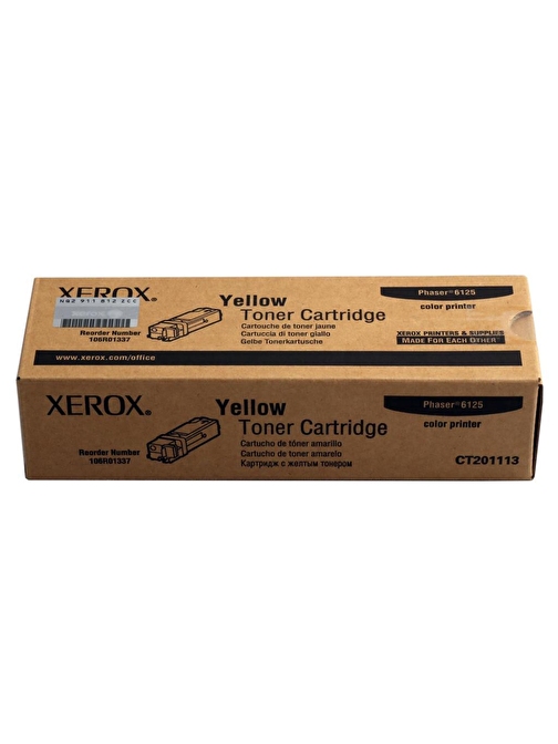 Xerox Phaser 106R01337 6125 Uyumlu Doldurmalı Orjinal Sarı Toner 1.000 Sayfa