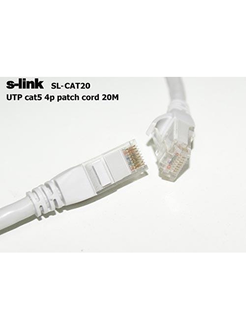 S-link SL-CAT20 Utp Patch Cat5 Ethernet Kablosu Gri 20 mt