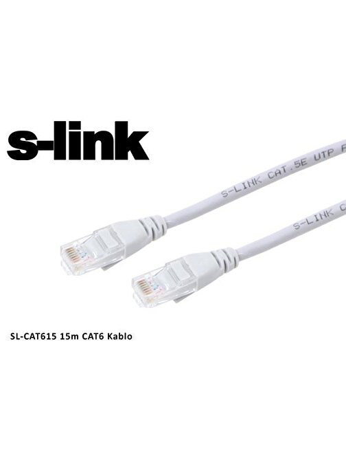 S-link SL-CAT615 Utp Patch Cat6 Ethernet Kablosu Gri 15 mt
