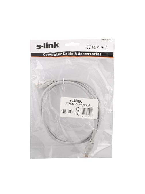 S-link SL-CAT601 Utp Patch Cat6 Ethernet Kablosu Gri 1 mt