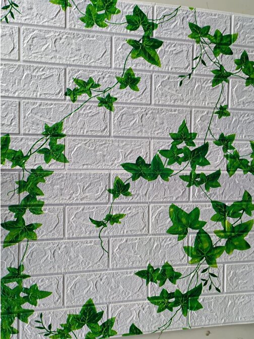 Renkli Duvarlar NW88 Kavak Yaprağı Tuğla Yapışkanlı Duvar Kağıdı 3D Panel