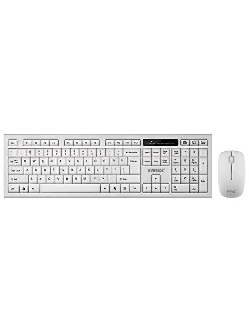 Everest KM-6121 Türkçe Q Beyaz Kablosuz Klavye Mouse Seti