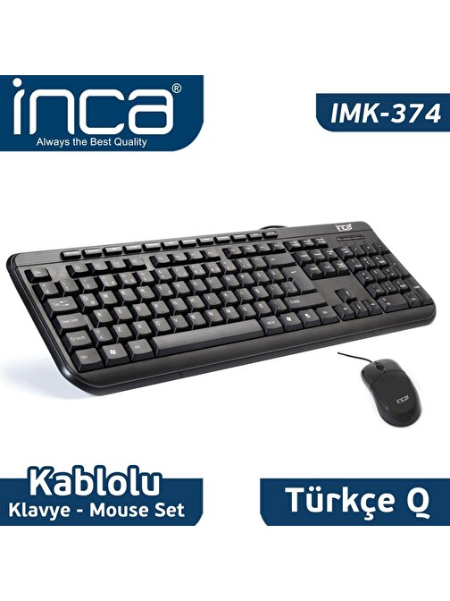 Inca IMK-374U Multimedya Usb Türkçe Q Kablolu Klavye Mouse Seti