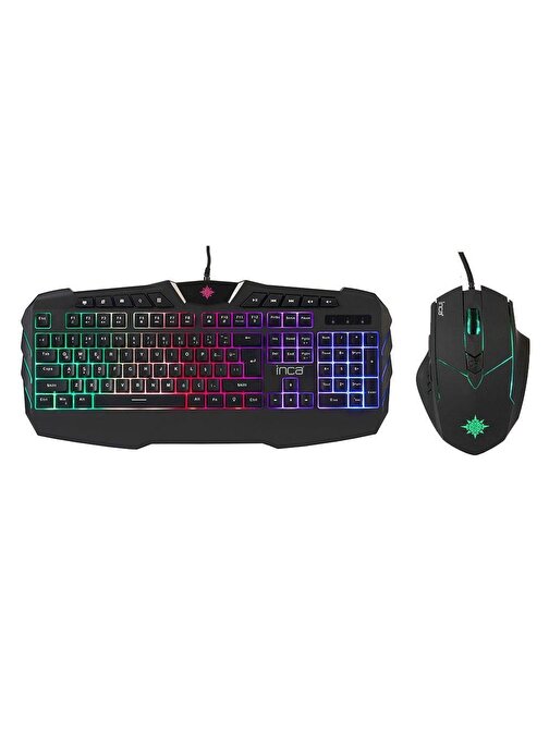 Inca IKG-310 Ruthless Rainbow Efect Gaming Türkçe Q Kablolu Klavye Mouse Seti