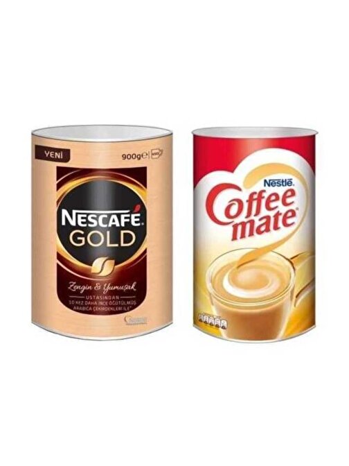 Nestle Nescafe Gold 900 gr Teneke Kutu + Coffee Mate 2000 gr Teneke Kutu kahve Kreması