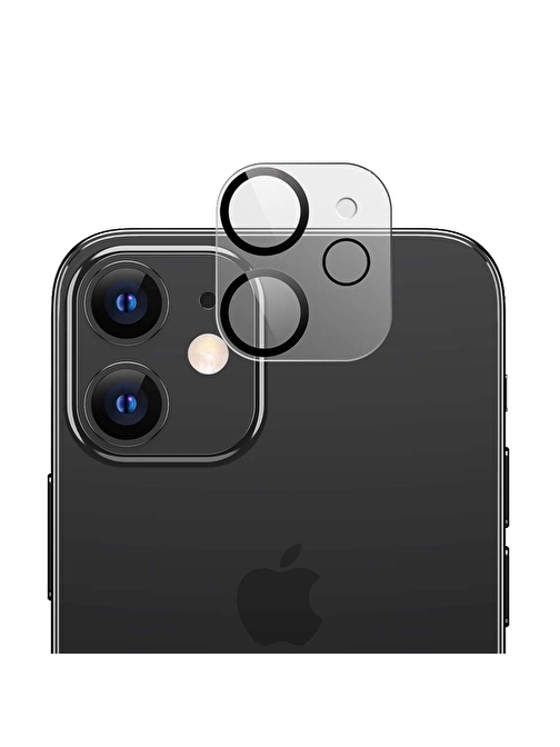 Binano Apple iPhone 12 3D Pozlamaya Yardımcı Kamera Lens Koruyucu Şeffaf