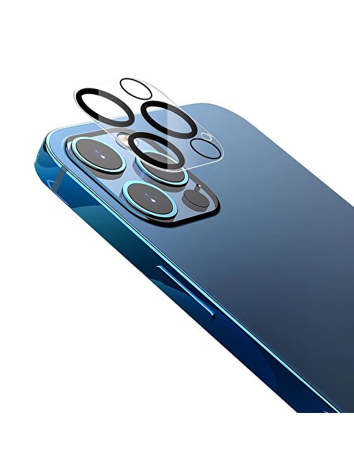 Binano Apple iPhone 12 Pro Max 3D Pozlamaya Yardımcı Kamera Lens Koruyucu Şeffaf