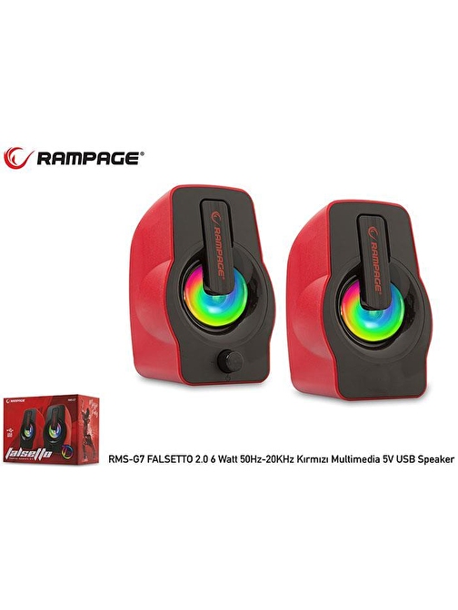 Rampage Rms-G7 Usb 2.0 5V Kablolu Masaüstü Hoparlör Kırmızı