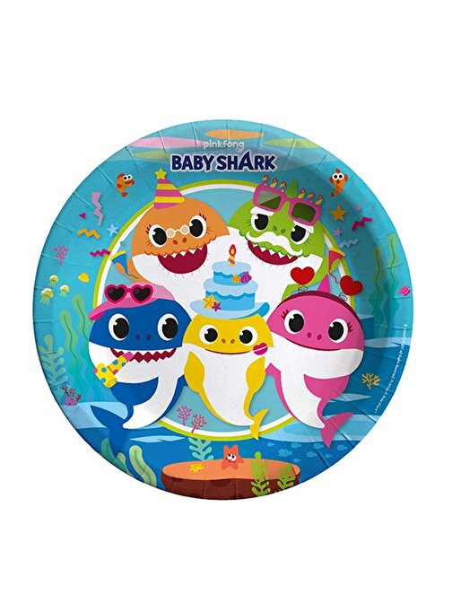 Balonevi Lpb6416 Balonevi, Baby Shark Parti Zamanı, 8 Adet Kağıt Tabak, 23 Cm