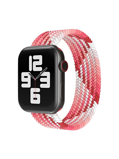 E2M KRD15 Apple Watch 42 - 44 mm Örgü Spor Akıllı Saat Kordonu Pembe
