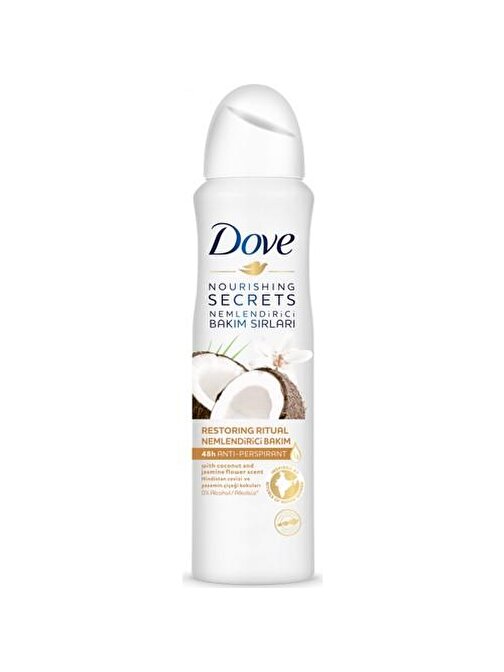 Dove Yasemin Çiçeği Hindistan Cevizi İçeren Alüminyumsuz Pudrasız Sprey Deodorant 150 Ml