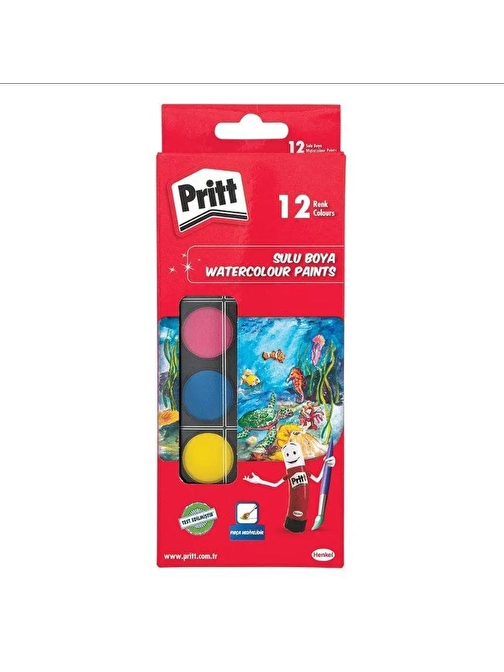 Pritt Ekonomik Karton Kutulu Sulu Boya Büyük 12'li Çok Renkli