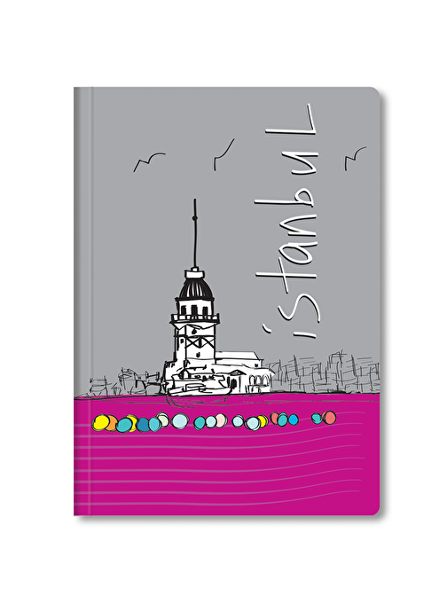 Le Color İstanbul Mini Defter Çizgili Lastikli Kızkulesi Ku