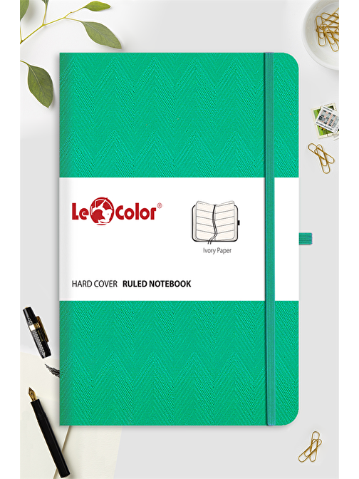 Le Color Tarihsiz Klasik Defter Rec Note 13X21 Çizgili Yeşil Desenli